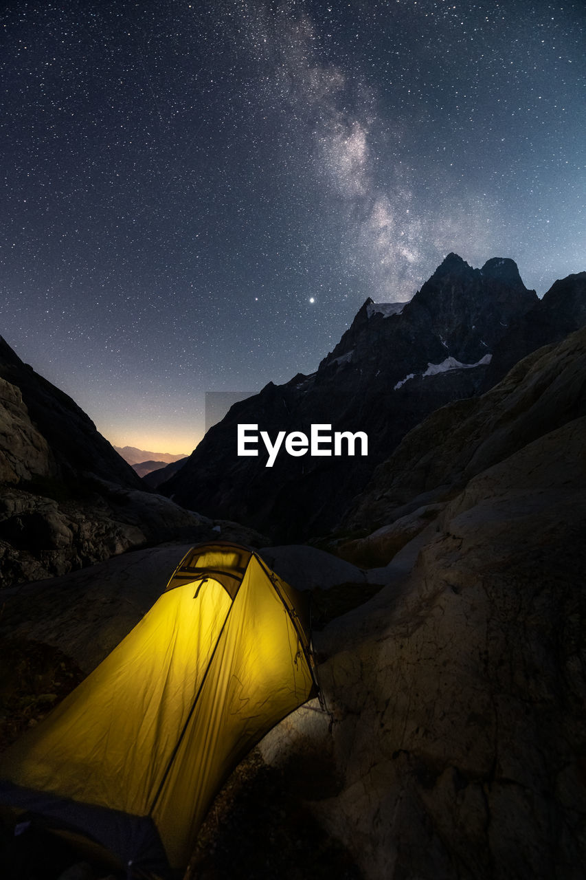 Sleeping under a sky full of stars in the french alps.