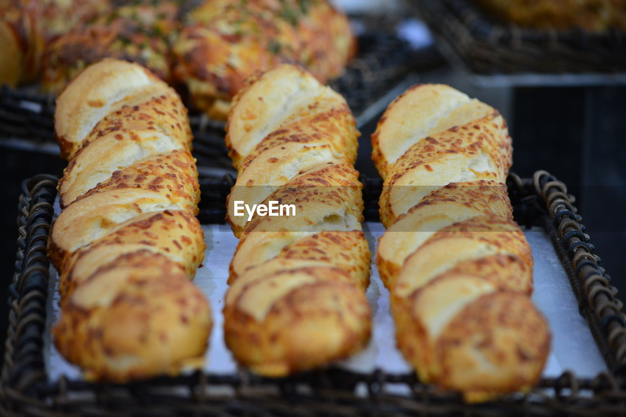 Close-up of breads for sale in store