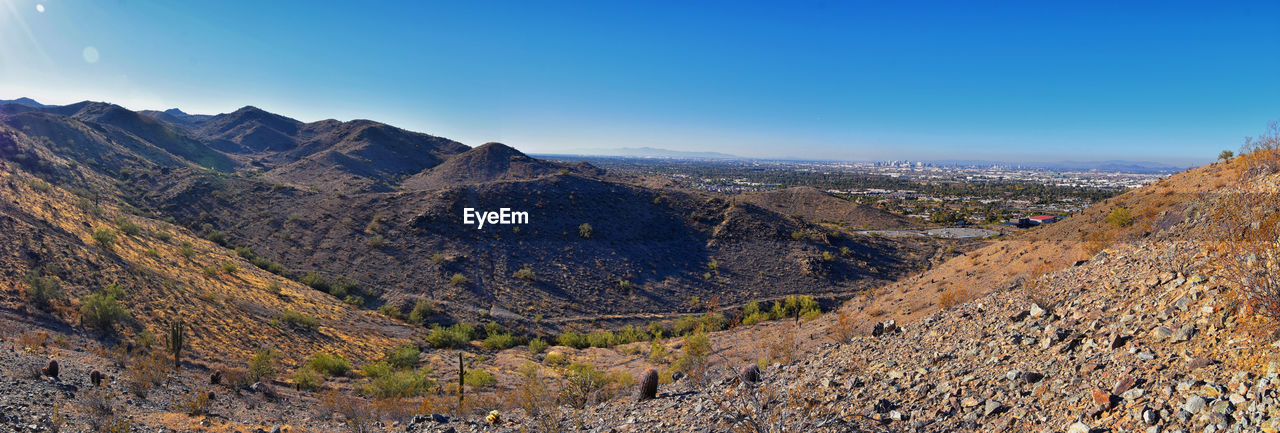 South mountain park preserve views pima canyon hiking trail, phoenix, southern arizona desert. usa