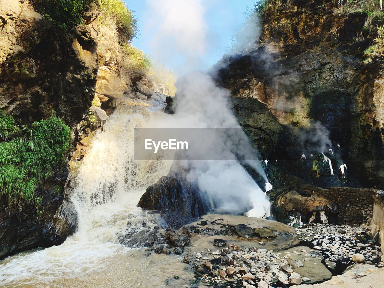 Scenic view of waterfall