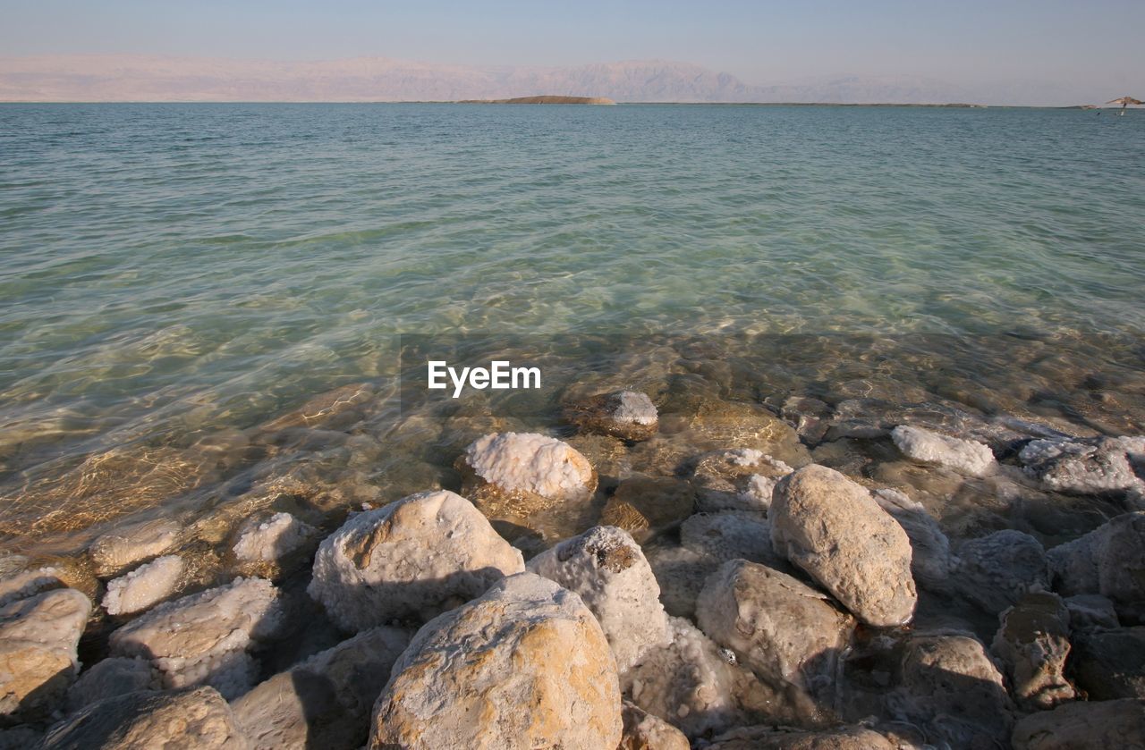 Scenic view of sea against clear sky