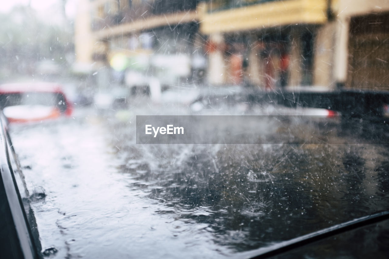 Full frame shot of wet car window