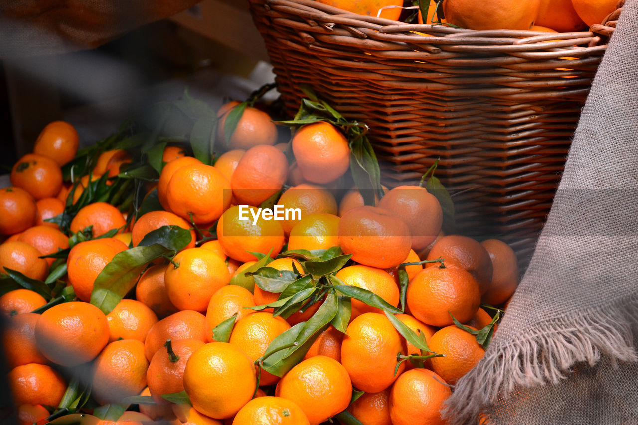 Close-up of orange fruits in basket