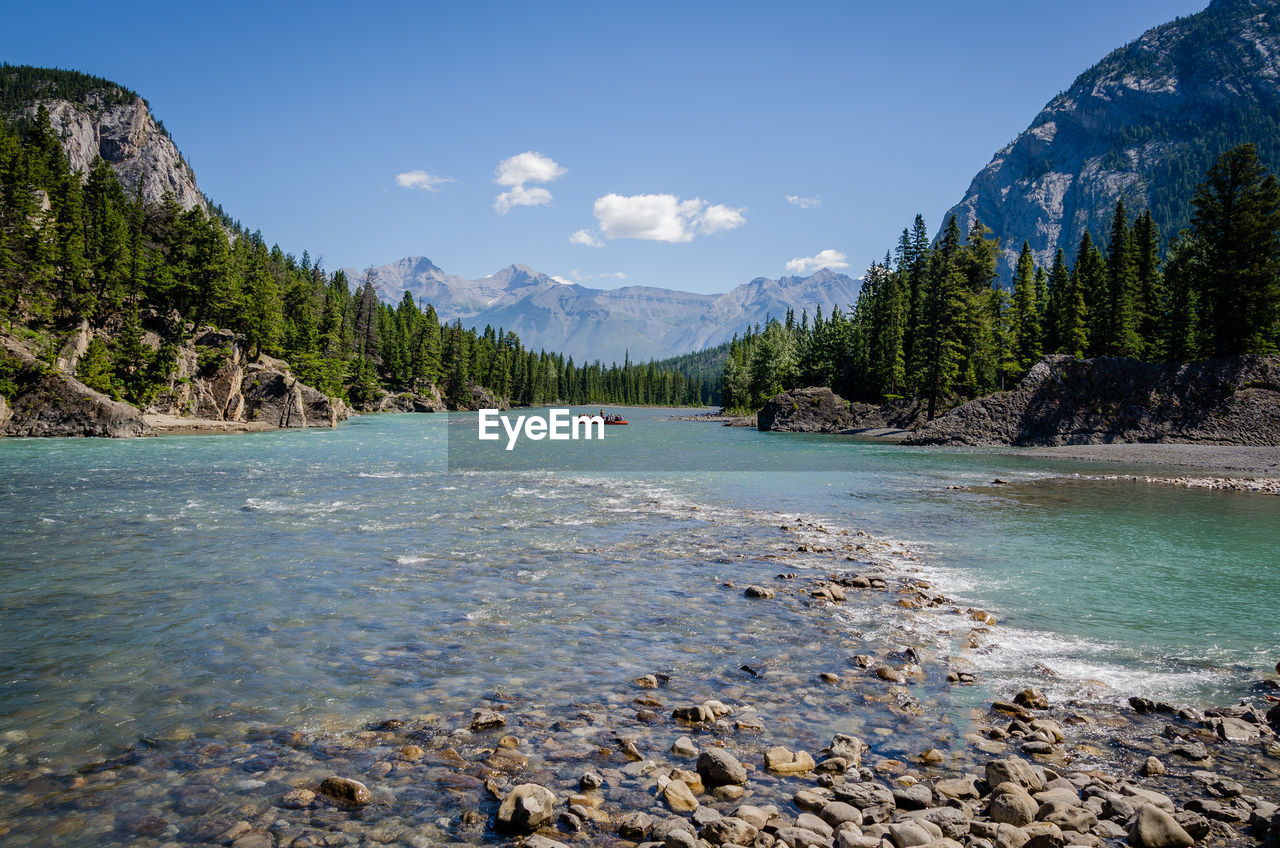 Canoers enjoy banff national park in alberta, canada.