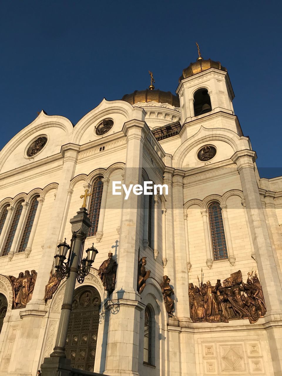 Low angle view of church in city