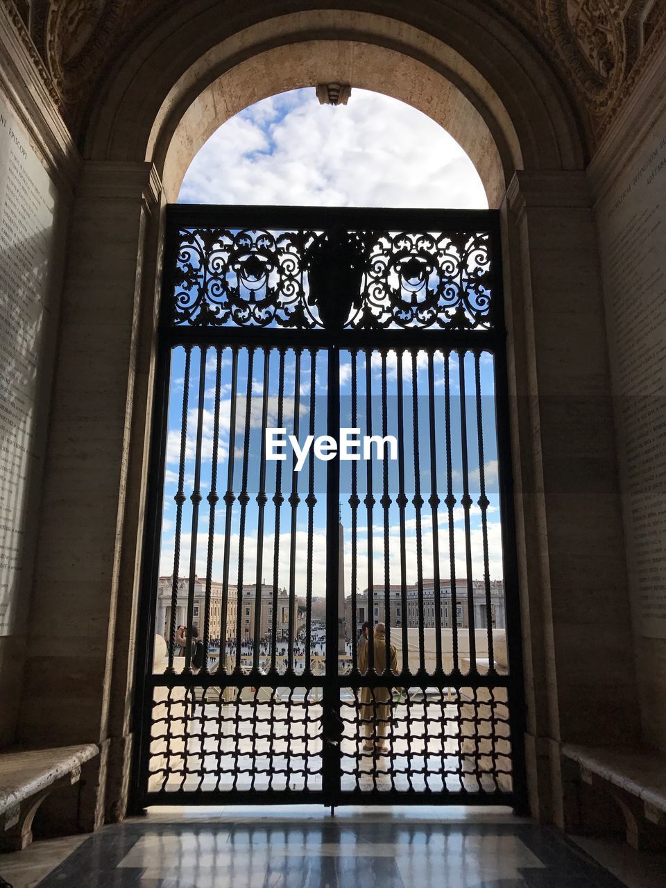 Closed door of historic building