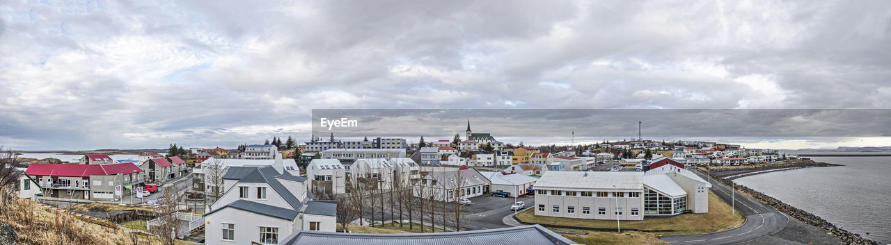 High angle view of buildings in city