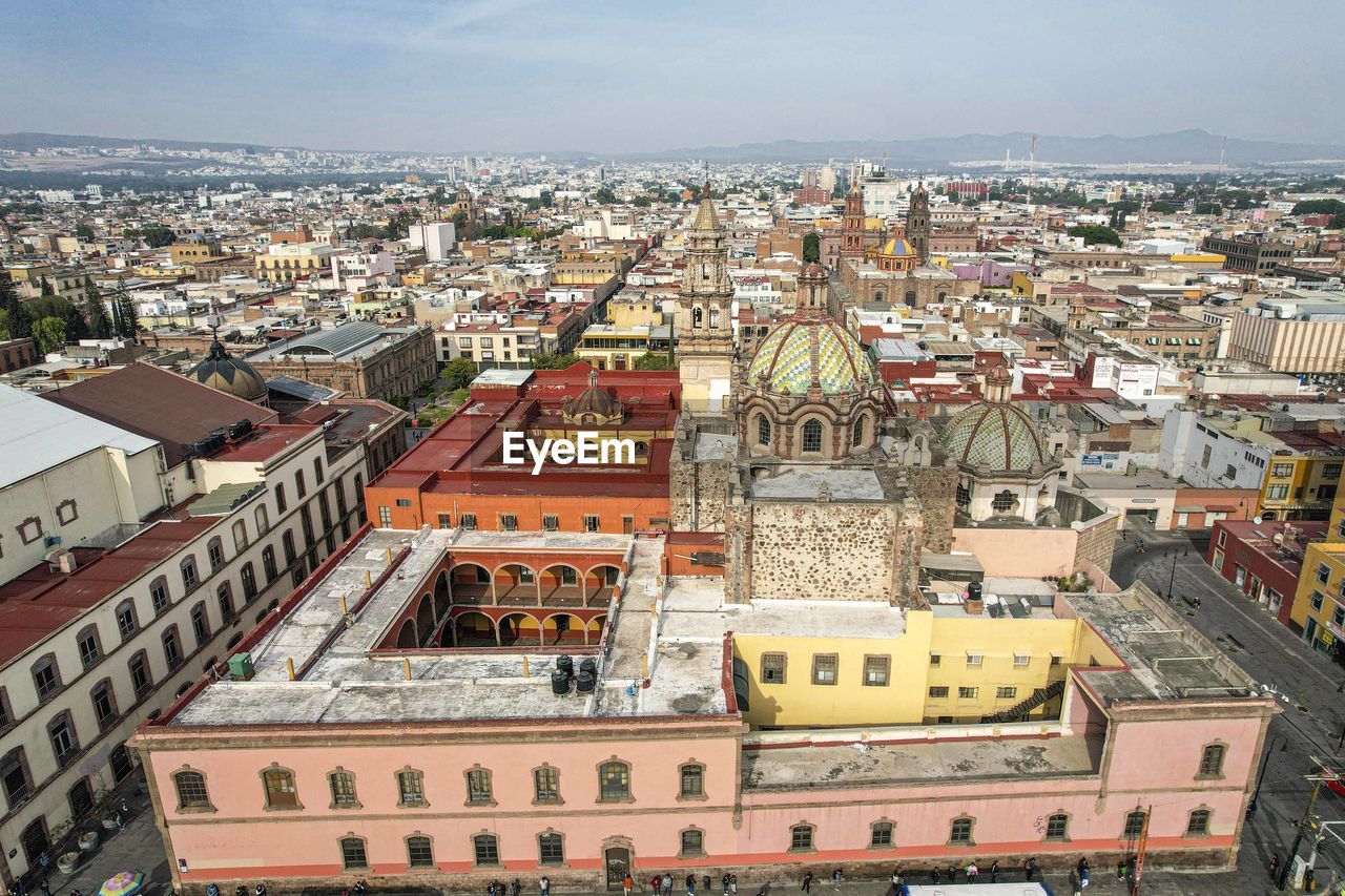 high angle view of townscape against sky