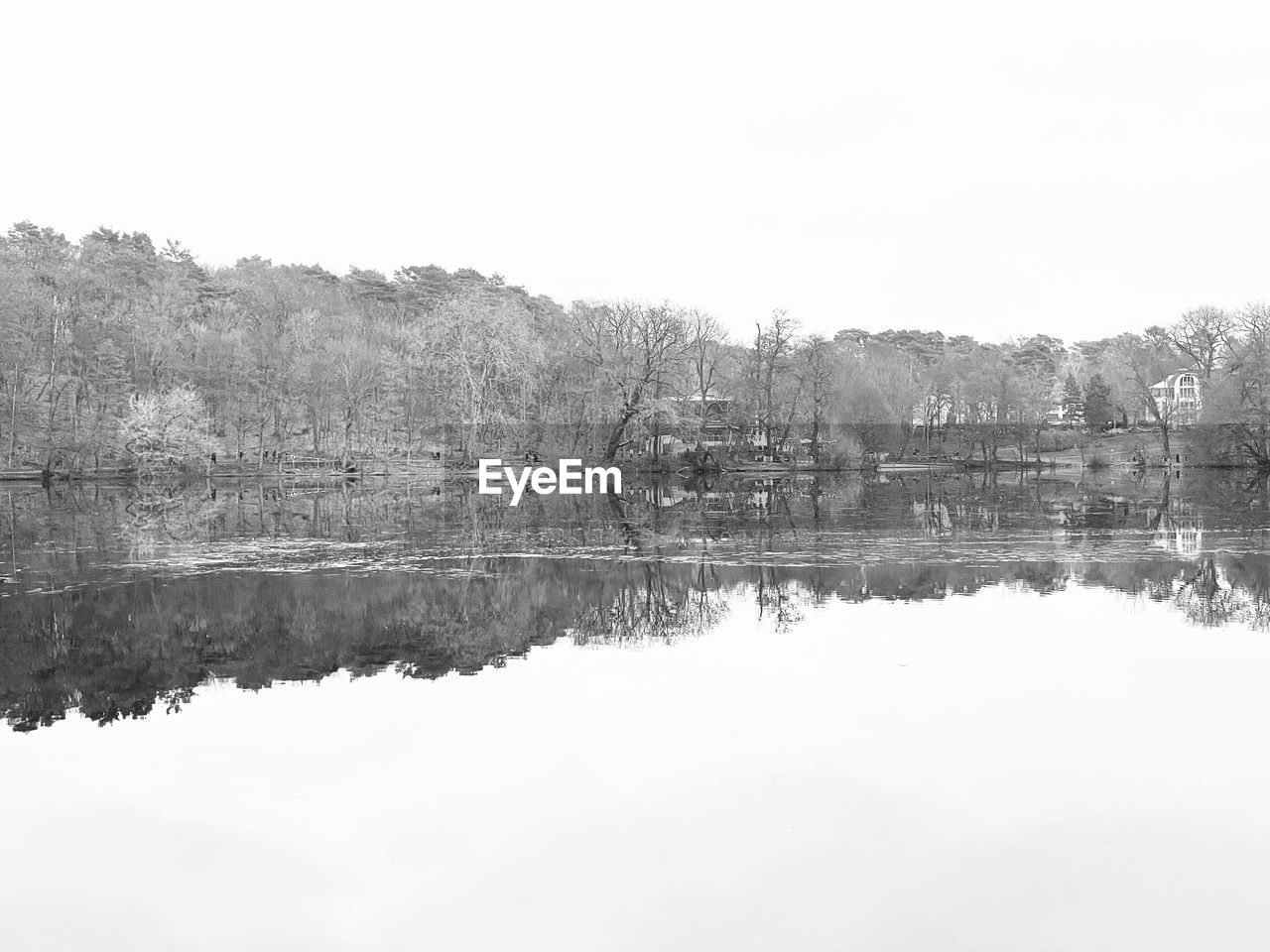 Scenic view of lake against clear sky