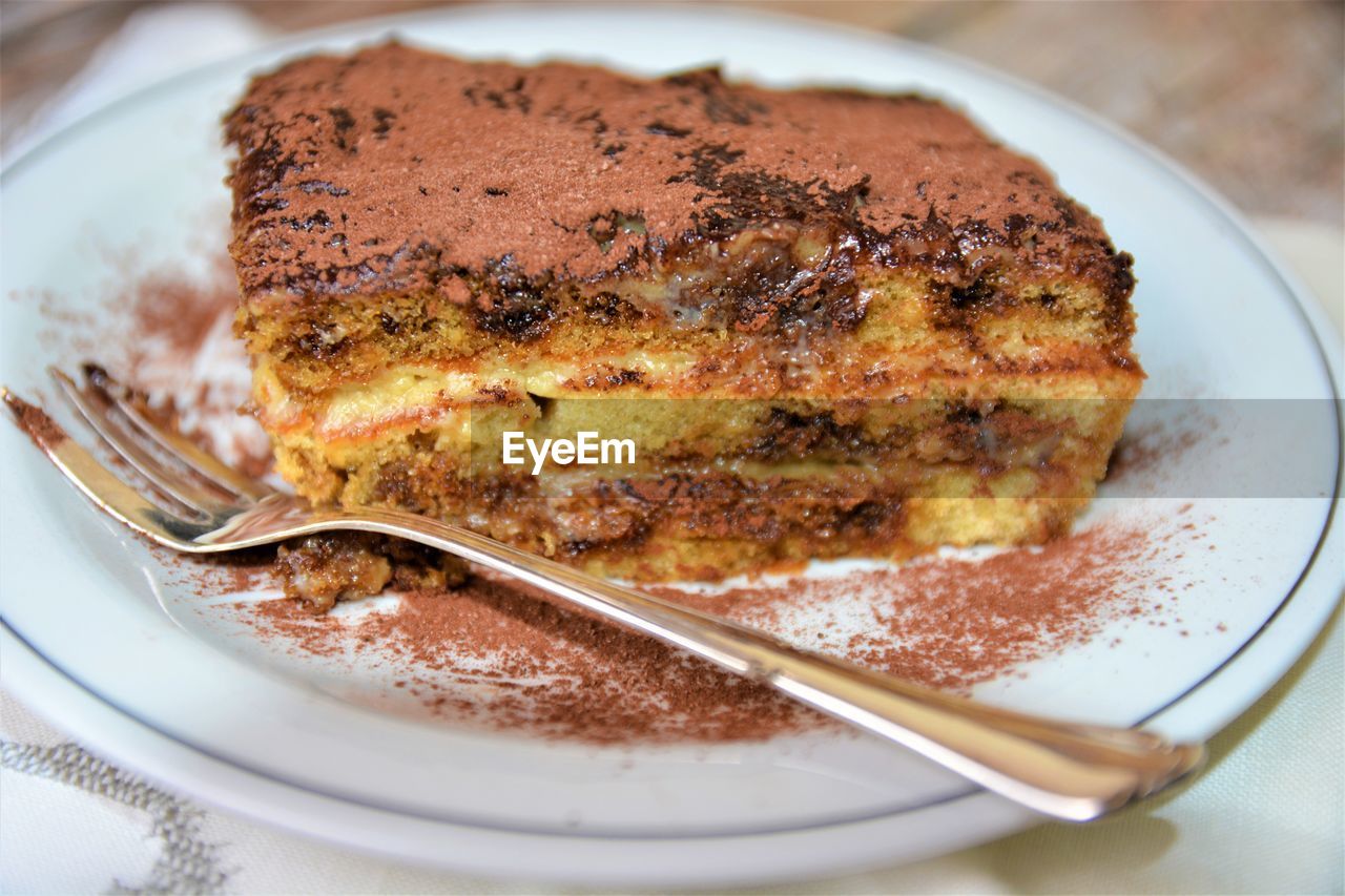 HIGH ANGLE VIEW OF DESSERT IN PLATE