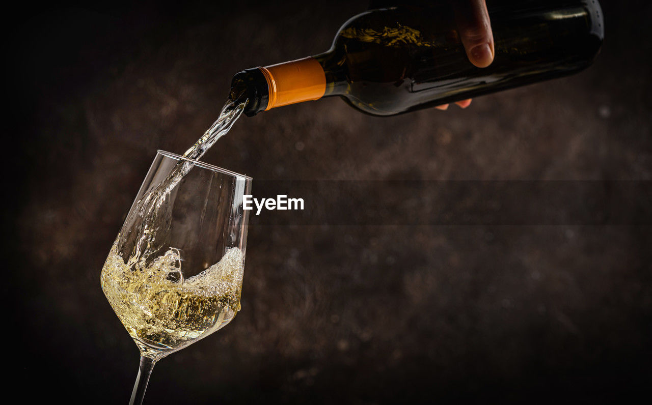 close-up of champagne flute on table