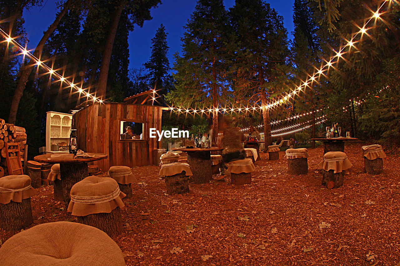 Decorated yard during wedding ceremony