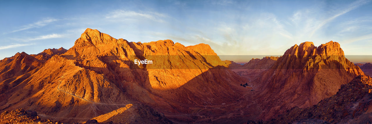 Amazing sunrise at sinai mountain, beautiful dawn in egypt, beautiful view from the mountain