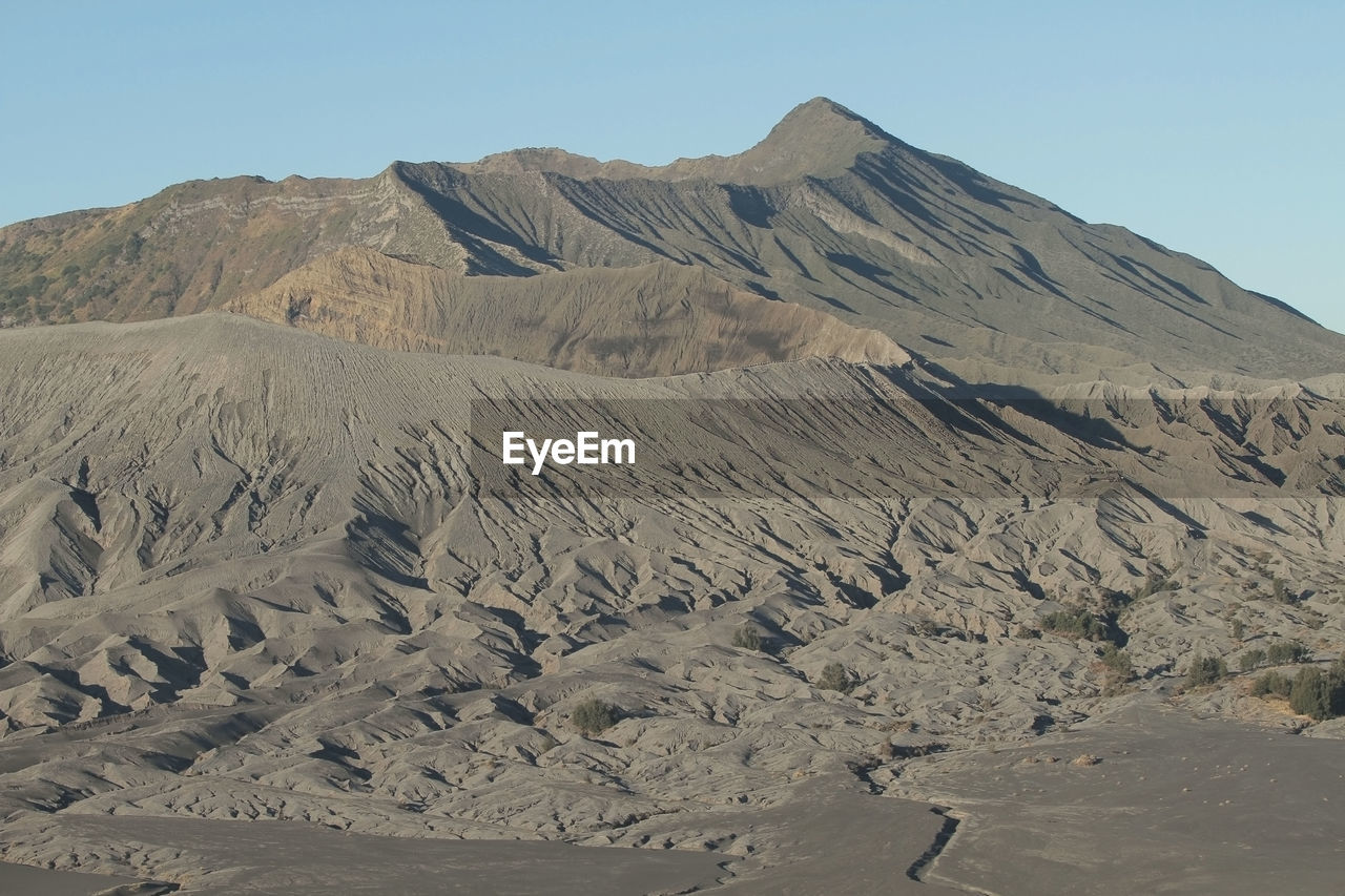 Scenic view of desert against clear sky