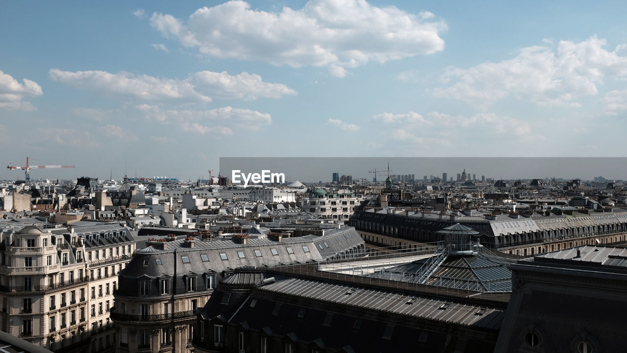 High angle view of buildings in city