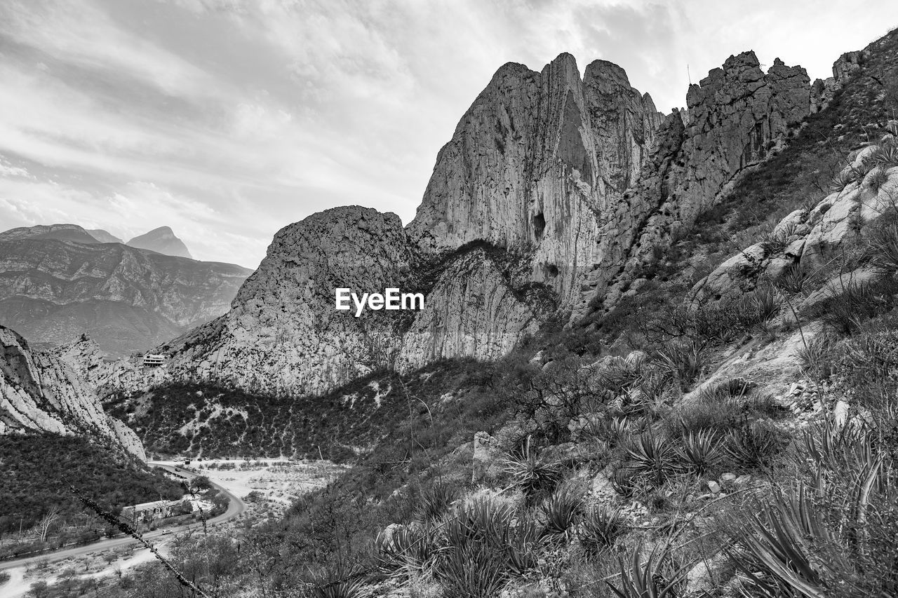 Scenic view of mountains against sky