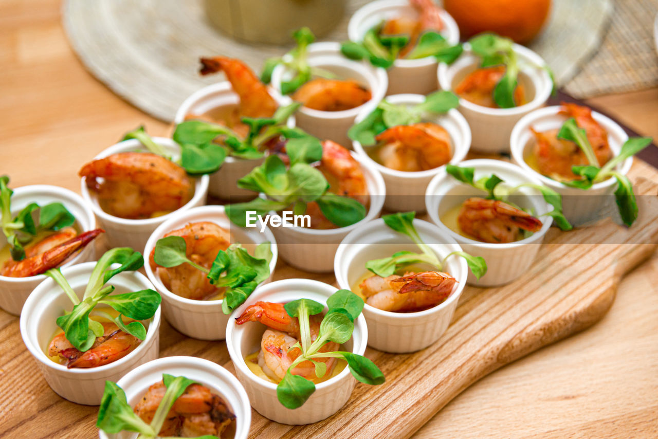 High angle view of food on table