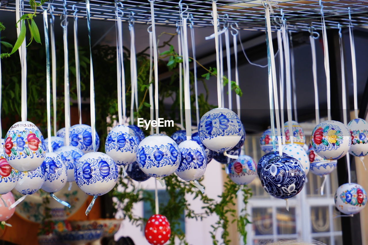 Colorful decoration hanging on rack