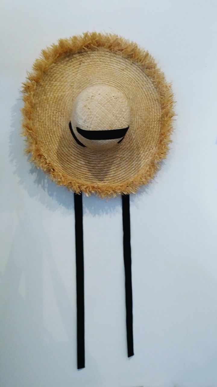 Close-up of hat against white background