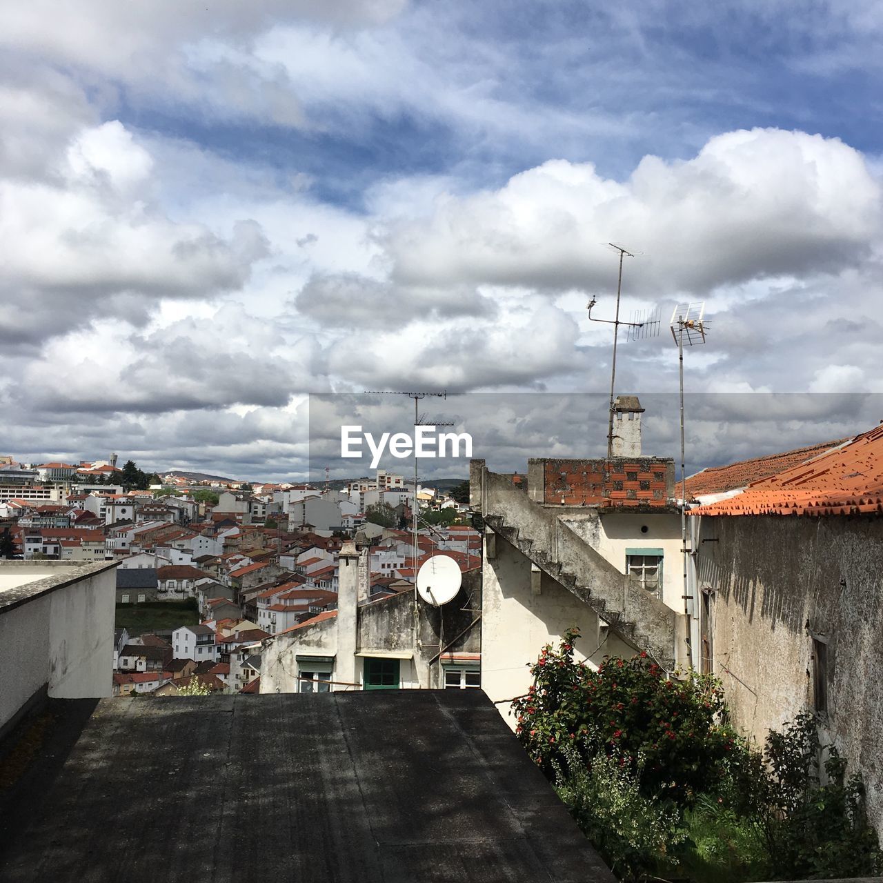 High angle view of townscape against sky