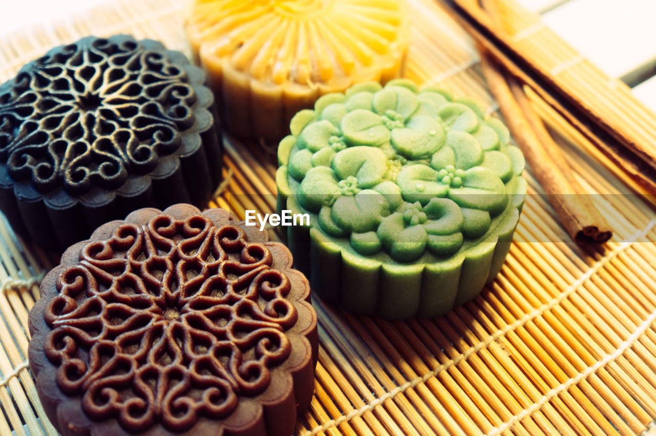 Close-up of dessert on table-mooncakes -fullmoon-festival