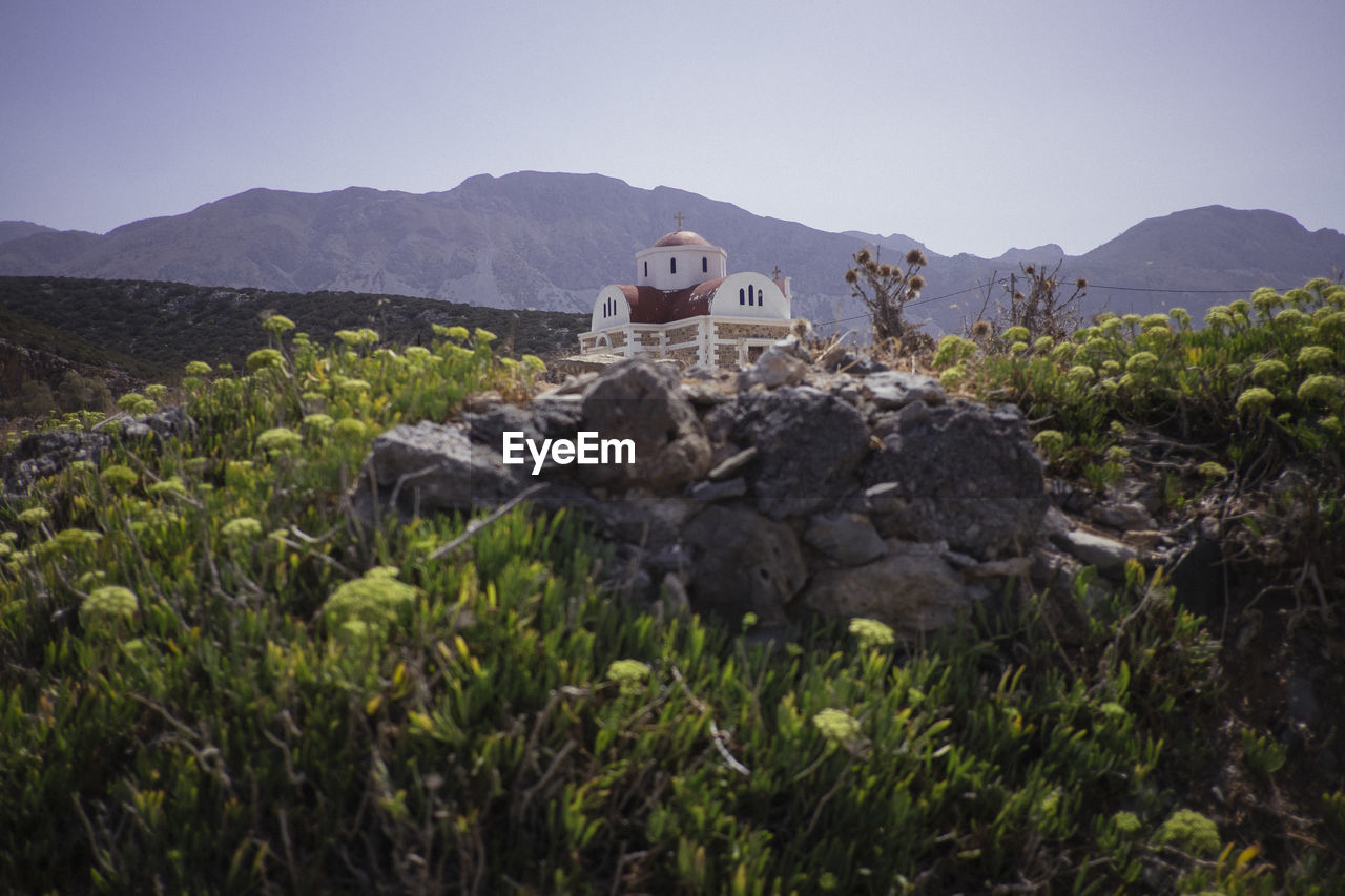 Scenic view of mountains against clear sky