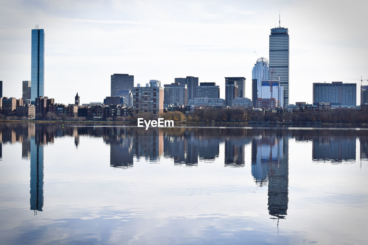 Reflection of buildings in city