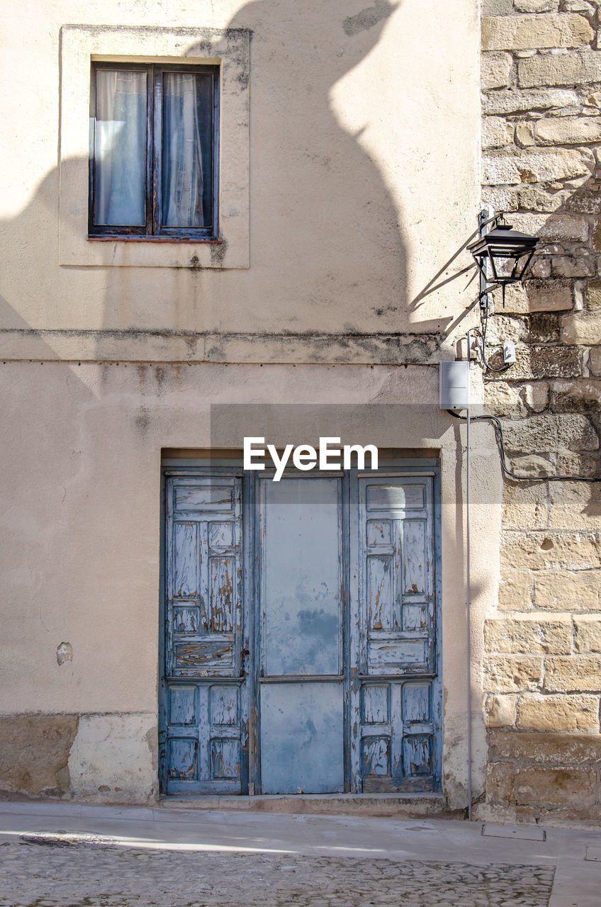 Closed door of old building