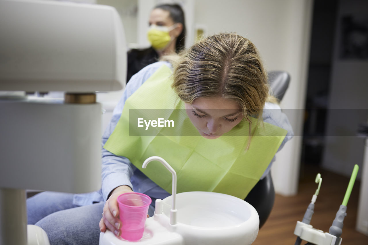 Female patient in dentist office