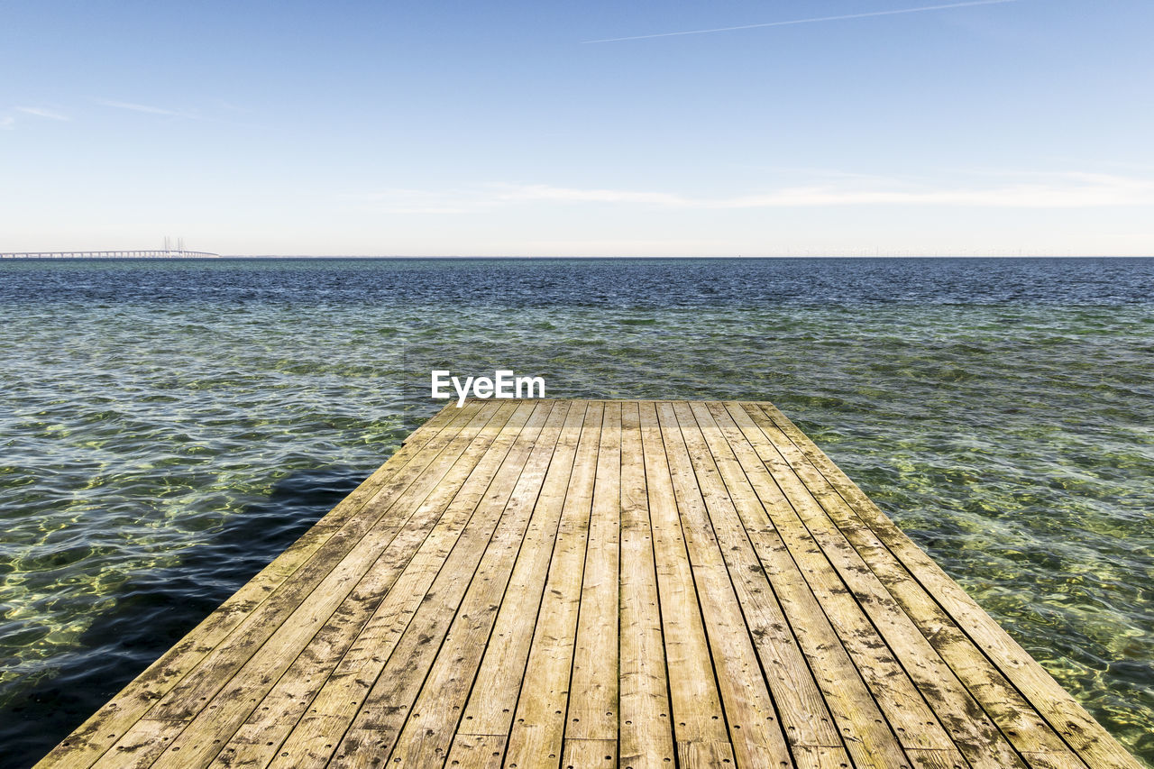 PIER ON SEA AGAINST CLEAR SKY