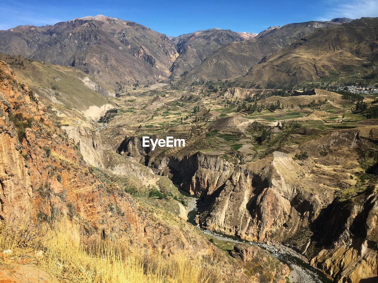 High angle view of mountain range against sky