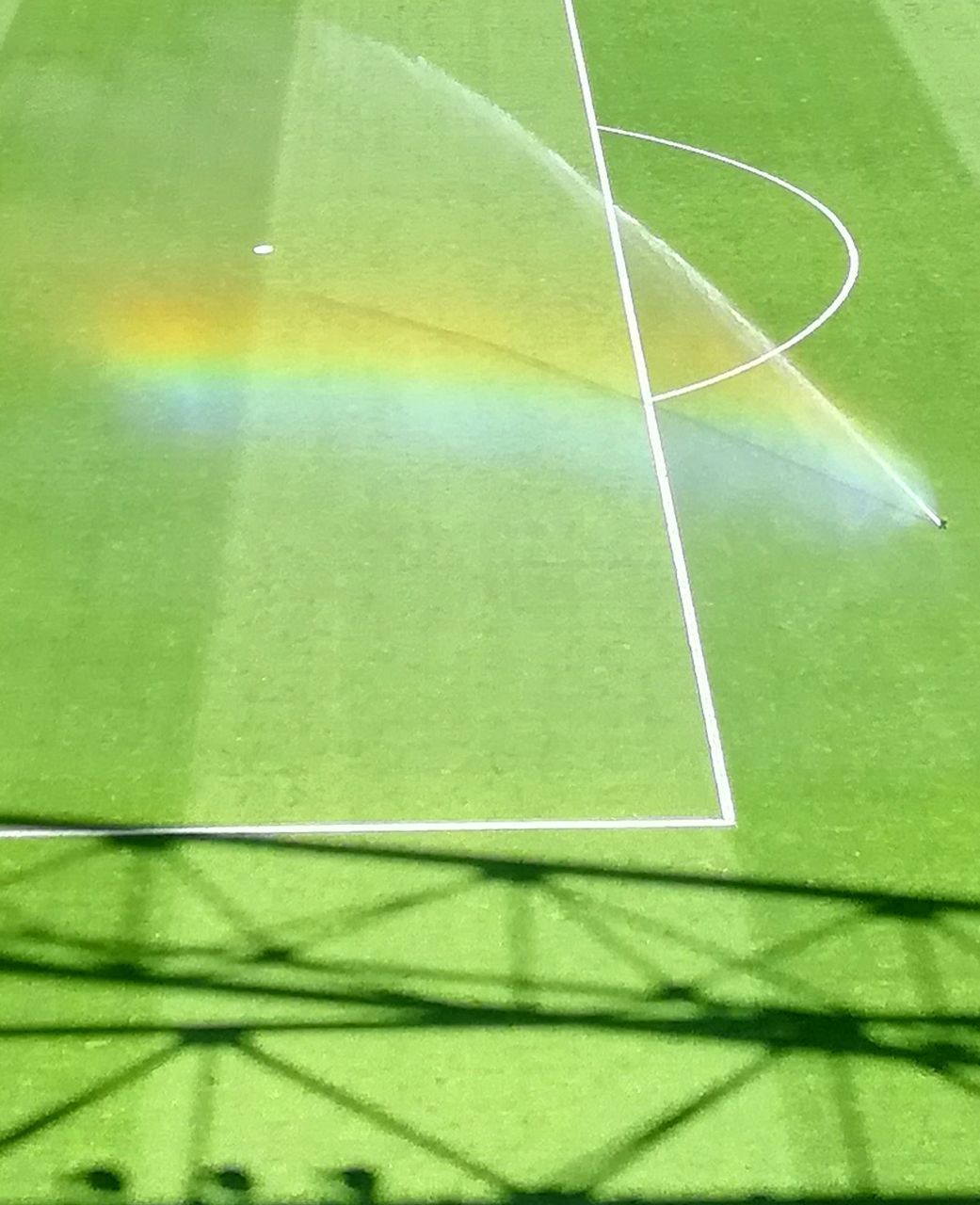 CLOSE-UP OF SOCCER BALL ON GREEN FIELD