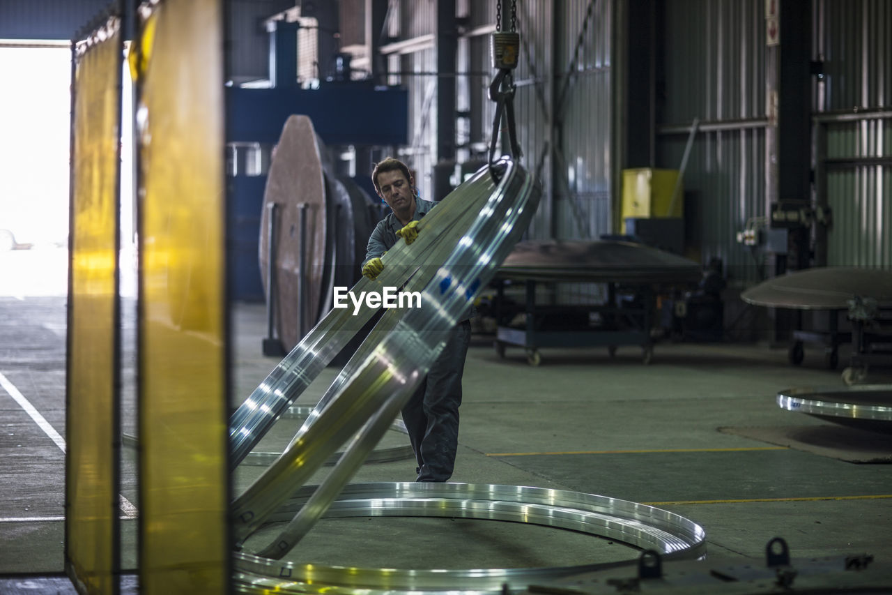 Worker working in steel factory