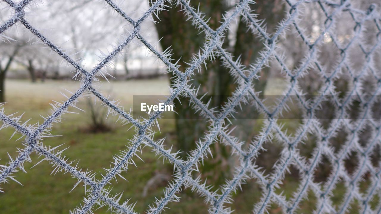 Full frame shot of fence during winter