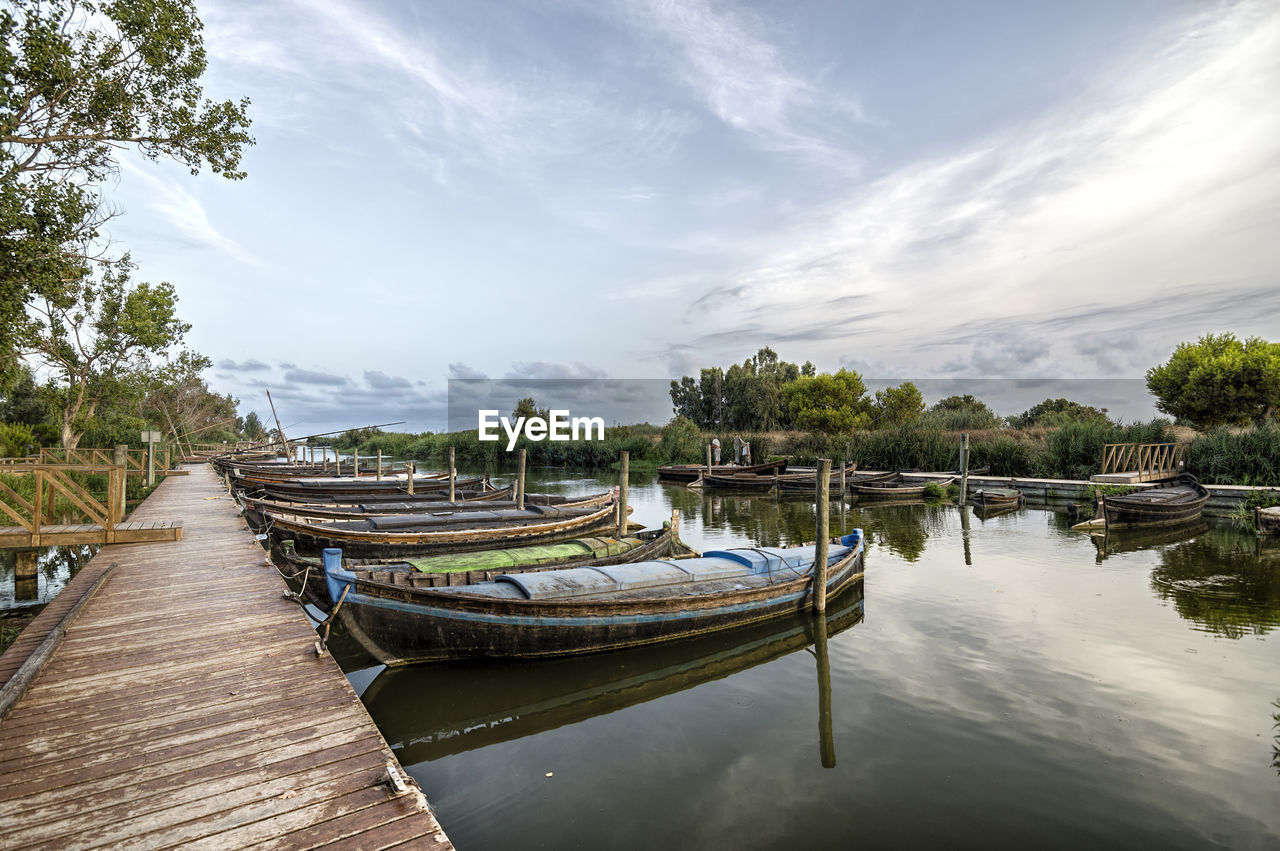 Boat moored in canal