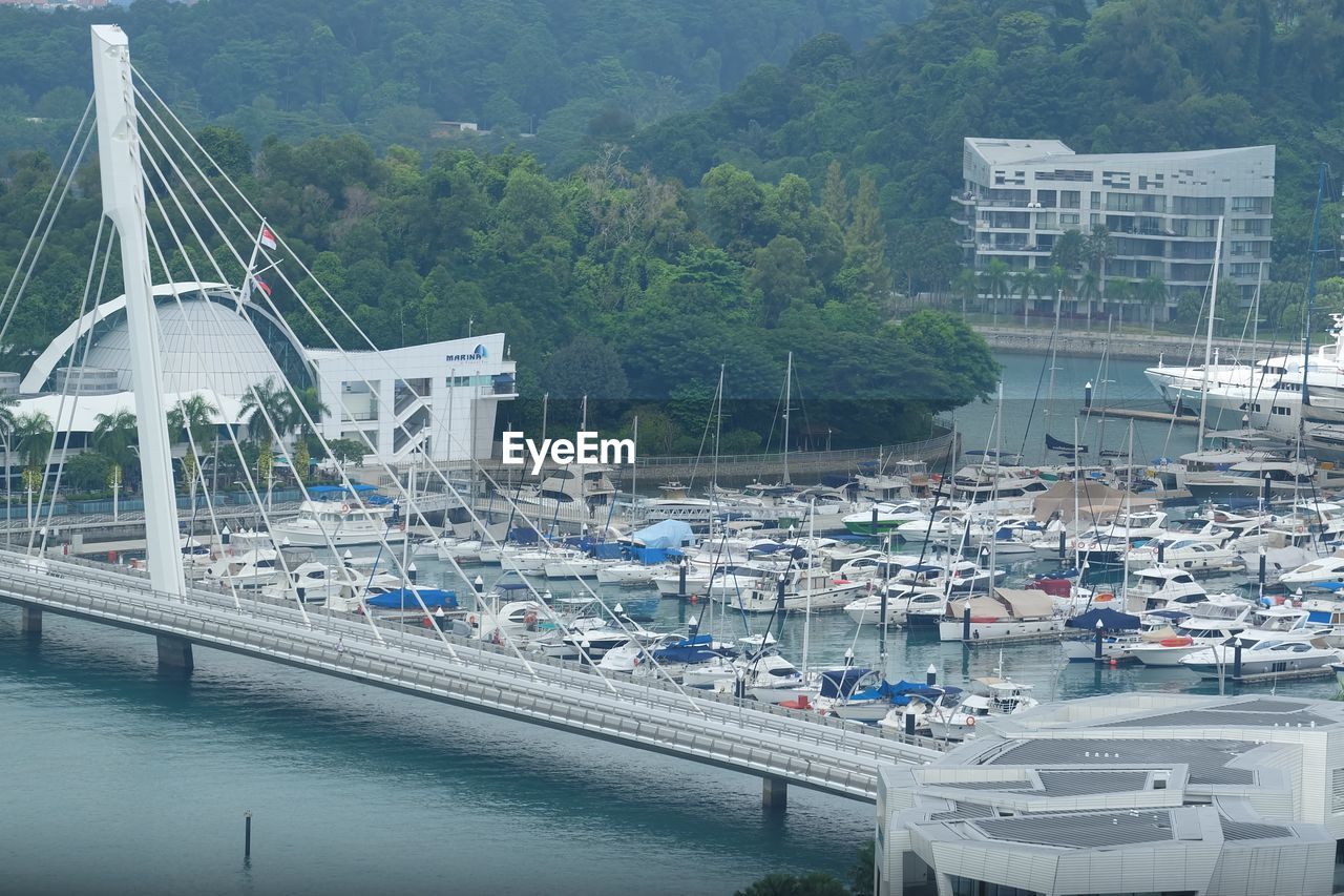 High angle view of bridge over river in city