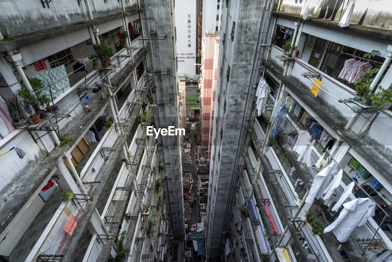 High angle view of buildings in city