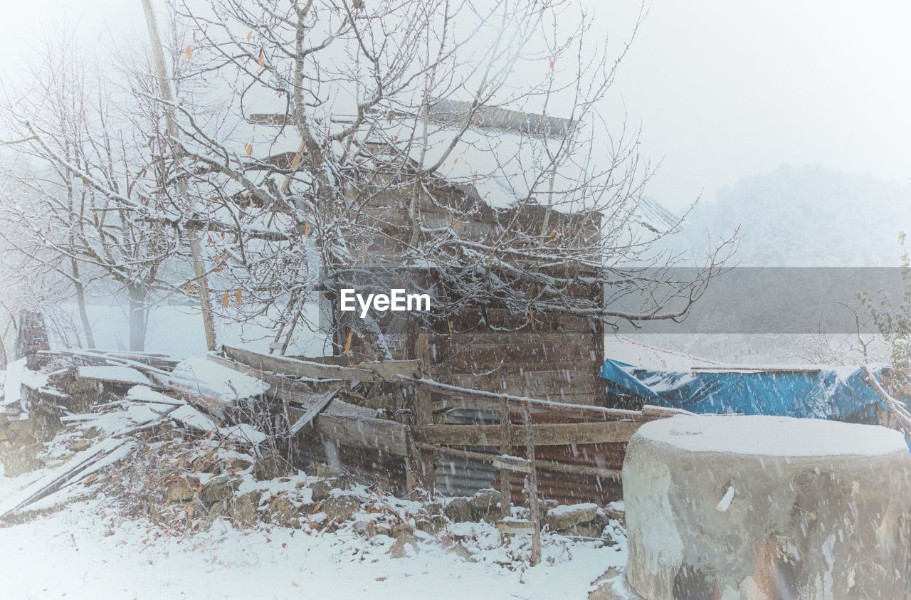 Abandoned house during winter