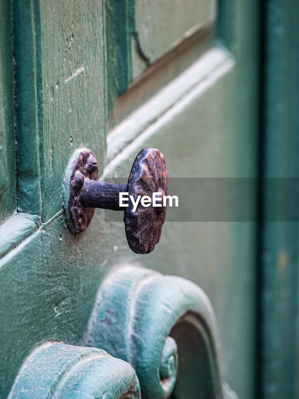 Close-up of rusty metal door knob