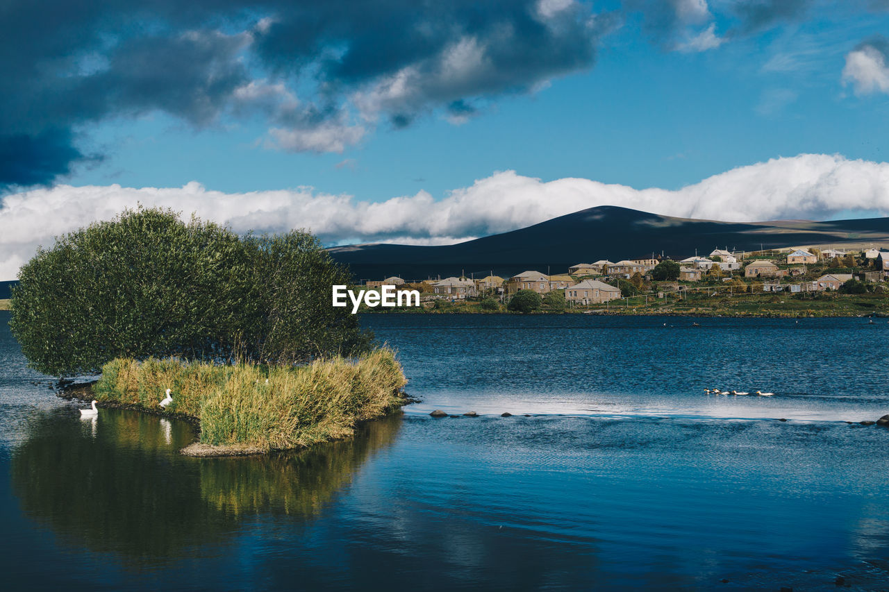 Scenic view of lake against sky