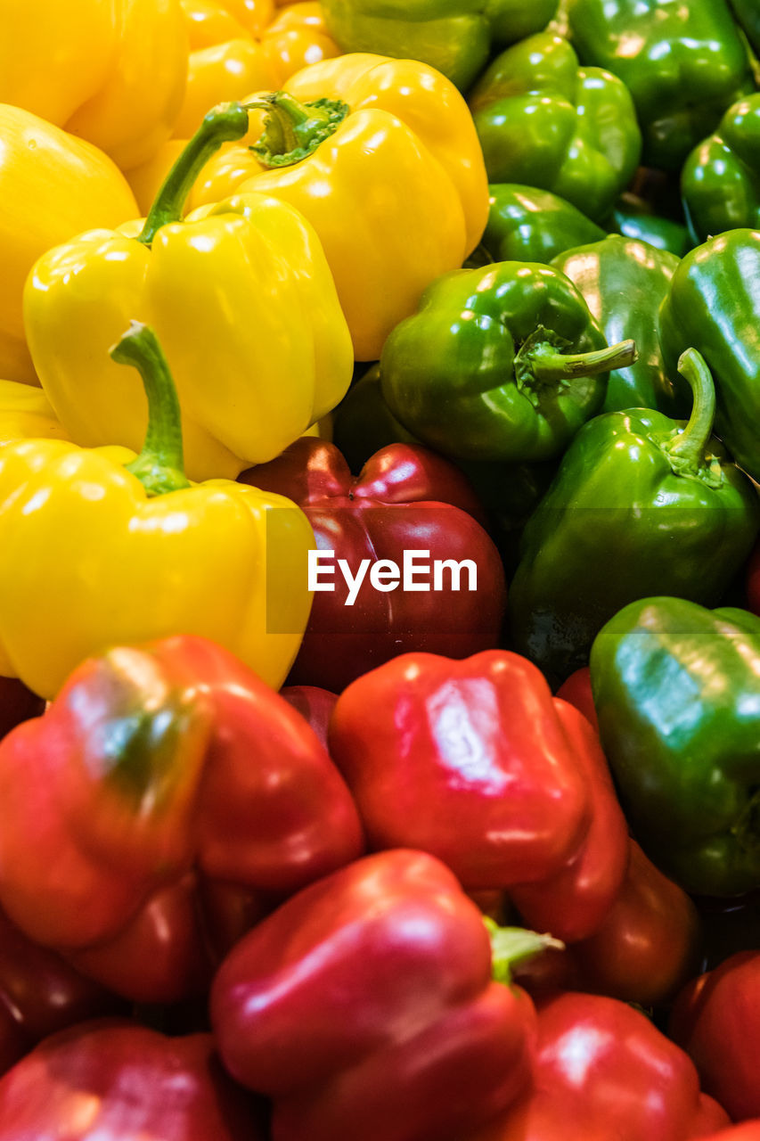 Sweet bell peppers red green and yellow