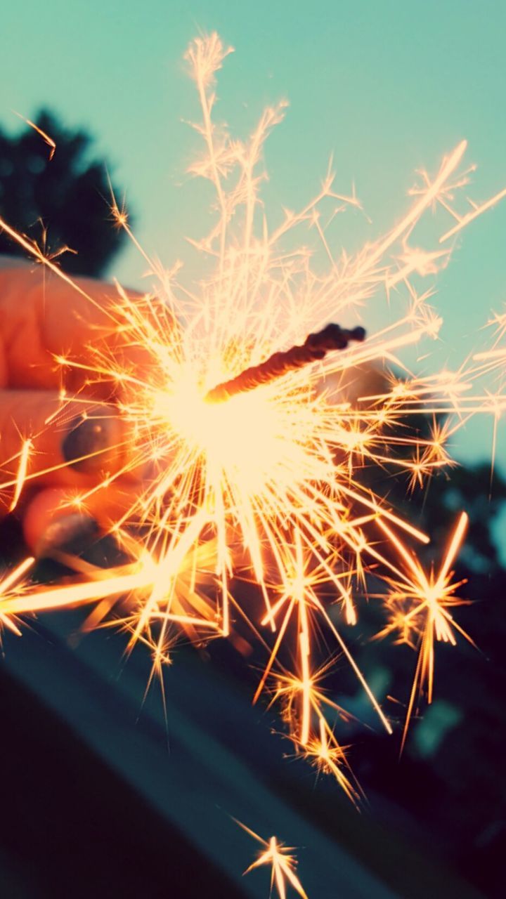 LOW ANGLE VIEW OF ILLUMINATED FIREWORKS