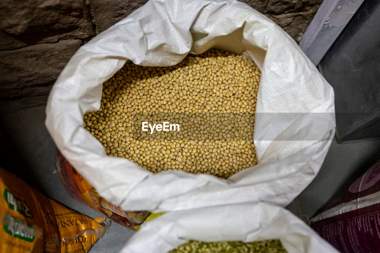 Soybean seed at retail shop from top angle from top angle at day
