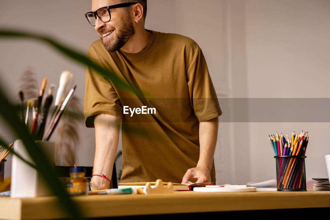 Young man working at office