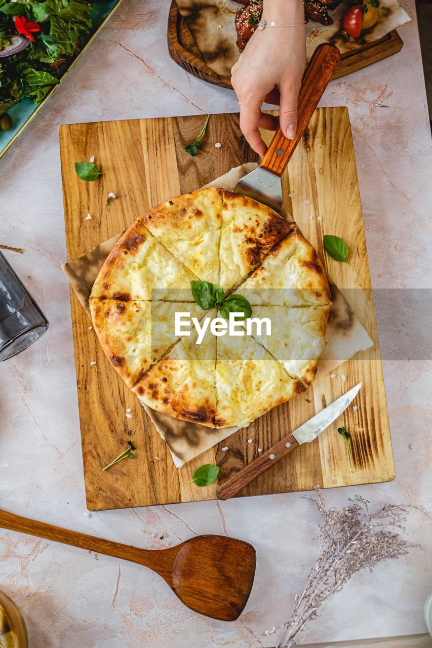 high angle view of food in plate