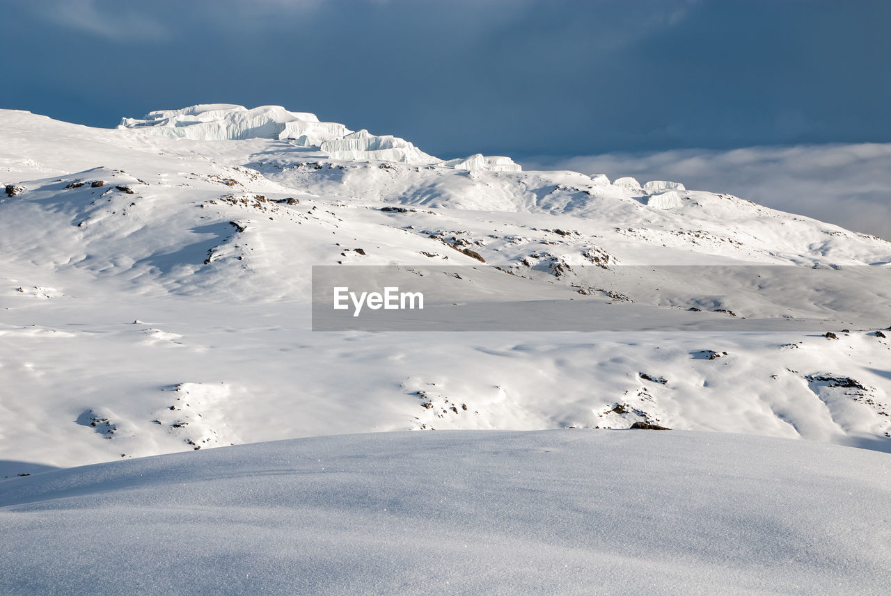 Mount kilimanjaro crater covered with snow