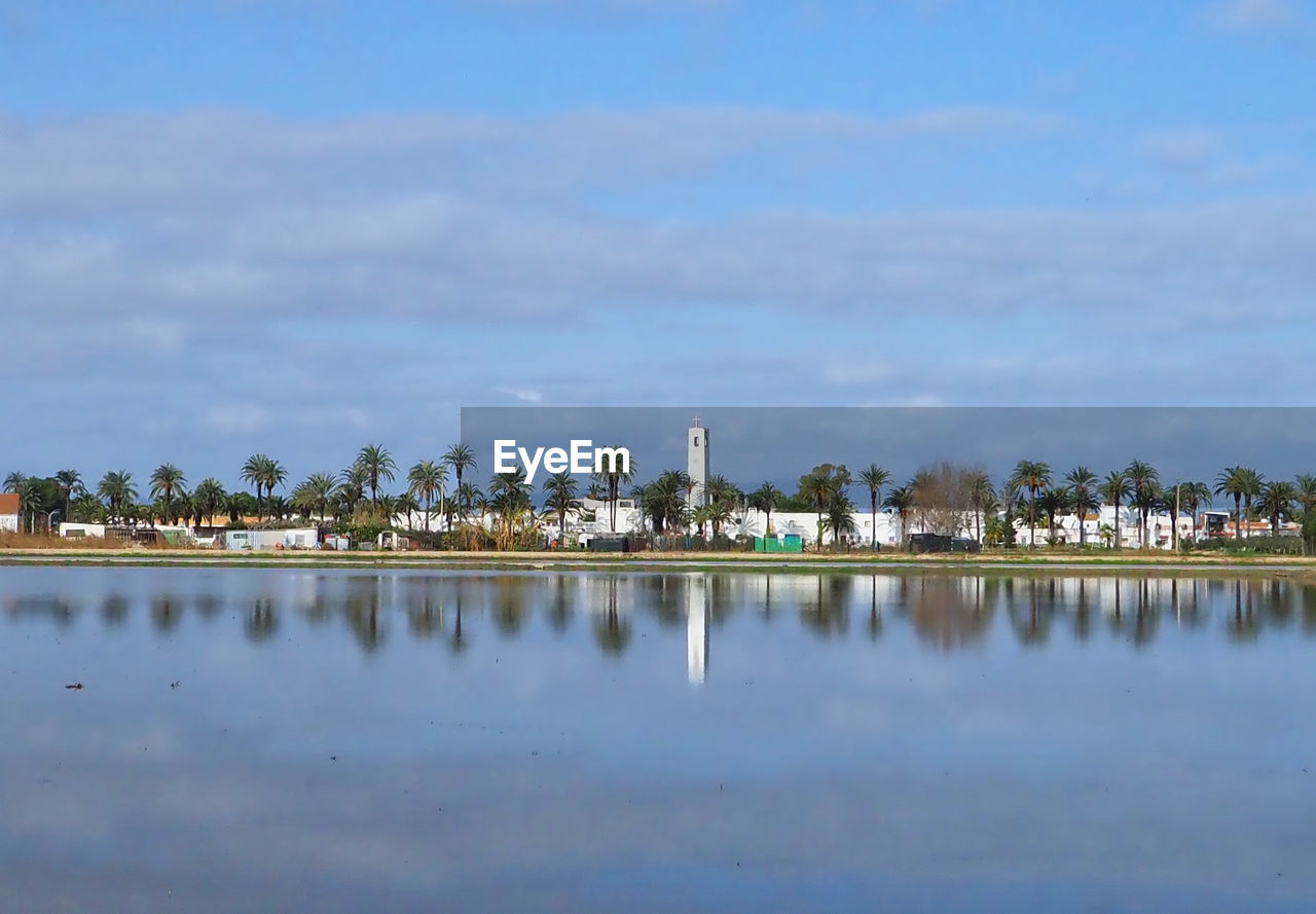 SCENIC VIEW OF LAKE BY TREES AGAINST SKY