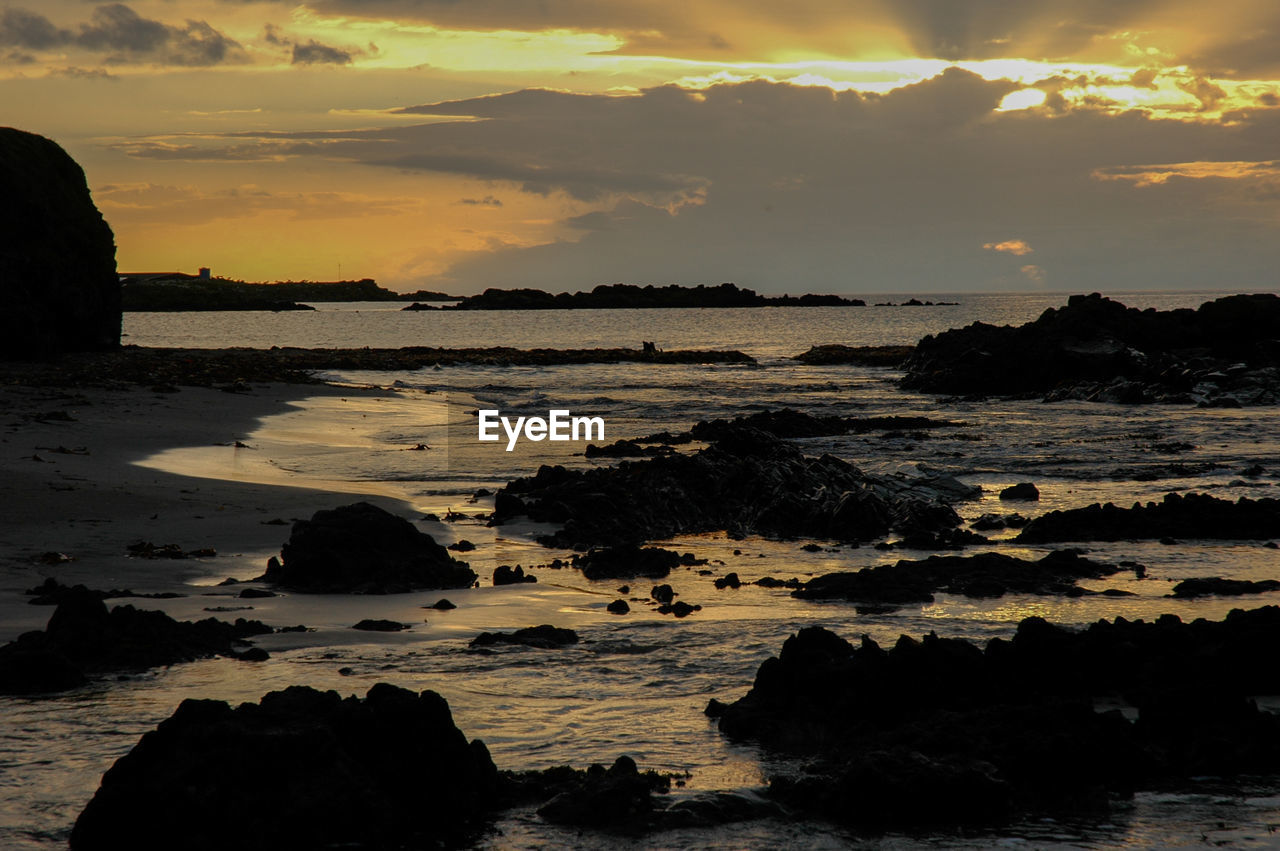 Scenic view of sea against cloudy sky