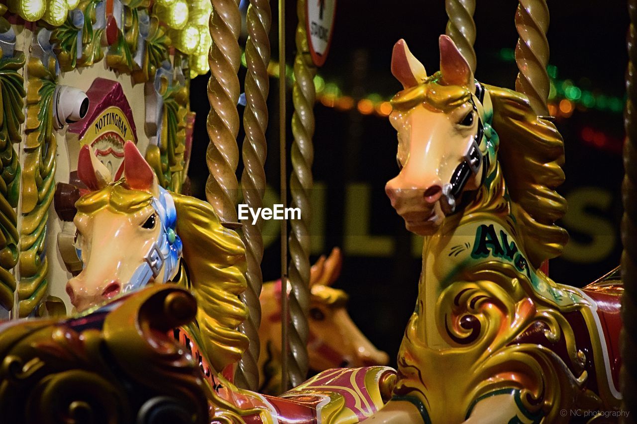 Close-up of carousel in amusement park