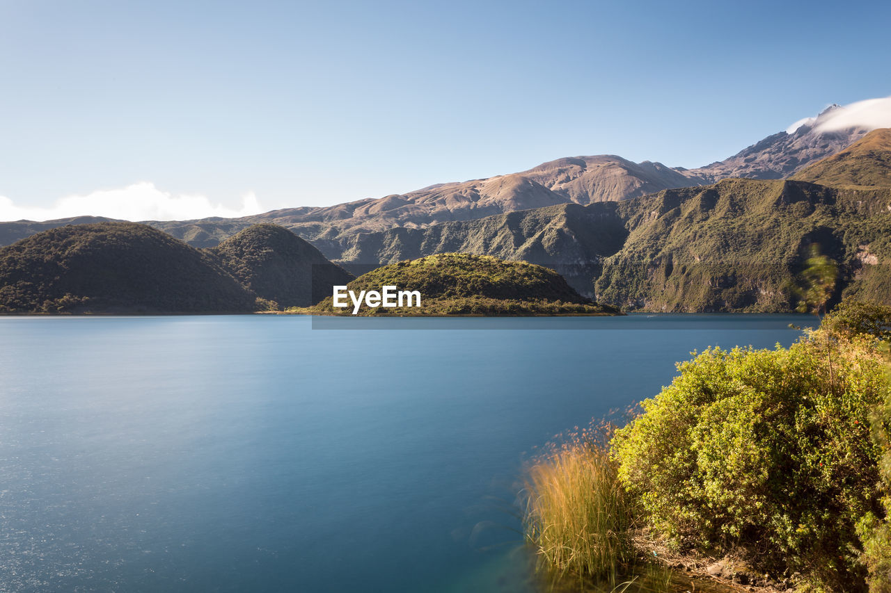 SCENIC VIEW OF LAKE AGAINST MOUNTAINS